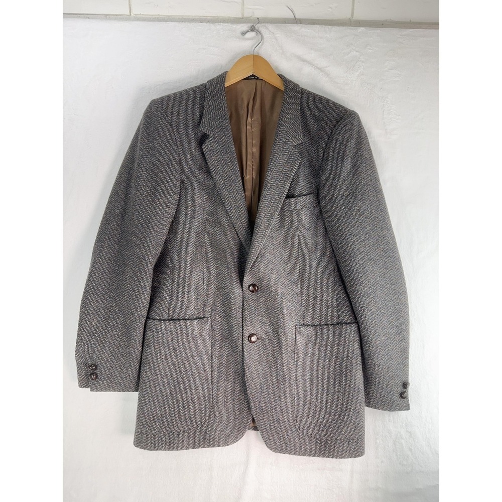 Vintage Yves Saint Laurent Blazer Mens Medium Herringbone Wool Made France 80s